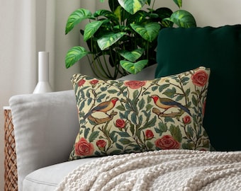 Floral Accent Pillow: Roses & Birds, Arts and Crafts Home, William Morris