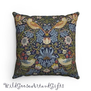 William Morris Kissen, Erdbeerdieb, Morris, Doppelseitig, Luxus Designer, Vintage Floral, Wohnzimmer Dekor, Sofakissen, Vogel Überwurf