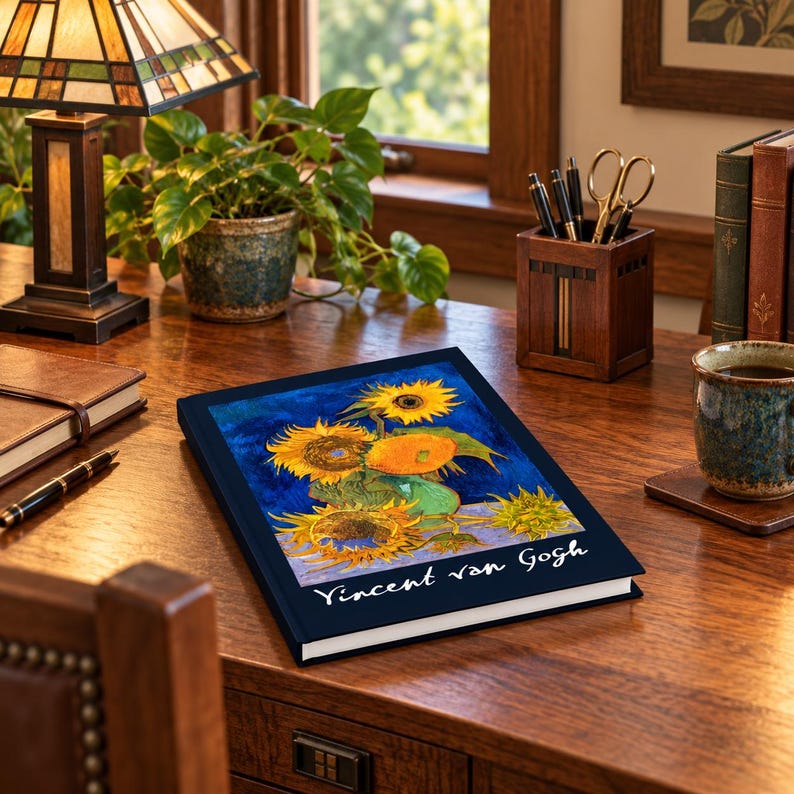 Vincent Van Gogh Sunflowers Journal | Ruled Line Notebook - Etsy