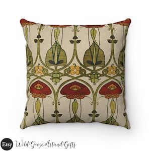 Art Nouveau Cushion, Craftsman Style Pillow, Mackintosh, Scottish Design, Belle Epoque, Art Deco Pillow, Christmas Pillow, Mission Style
