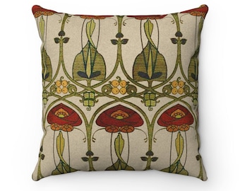 Art Nouveau Cushion, Craftsman Style Pillow, Mackintosh, Scottish Design, Belle Epoque, Art Deco Pillow, Christmas Pillow, Mission Style