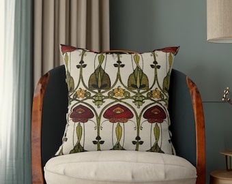 Rennie Mackintosh Pillow: Voyage Art Nouveau Faux Suede Cushion