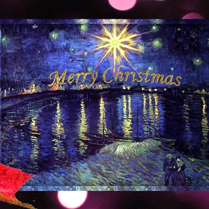 Weihnachtssternkarten, Feiertagsgrußkarten, Vincent van Gogh, Sternennachtkunst, professionelle, elegante, benutzerdefinierte Geschäftsweihnachtskarten