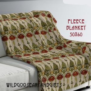Rennie Mackintosh Sherpa Fleece Blanket: Art Nouveau Throw, Voyage Design