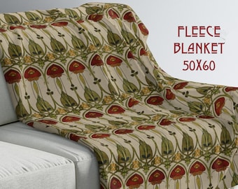 Rennie Mackintosh Sherpa Fleece Blanket: Art Nouveau Throw, Voyage Design