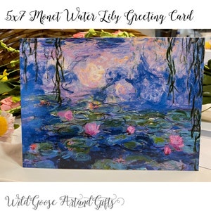 Tarjeta Monet, Nenúfar Monet, Tarjeta de felicitación floral, Tarjeta con flores, Tarjeta pensando en ti, Tarjeta de agradecimiento, Arte Claude Monet, Tarjeta de bellas artes