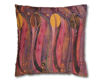 Charles Rennie Mackintosh Tulip Pillow: Art Nouveau Faux Suede Throw