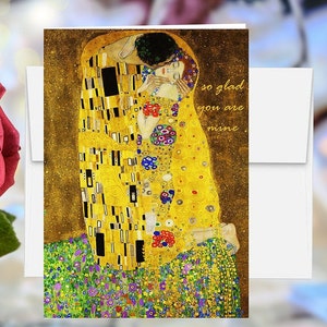 Tarjeta Romántica, Tarjeta de San Valentín, Tarjeta El Beso, Tarjeta de Aniversario, Tarjeta para Esposa, Tarjeta para Esposo, Tarjeta para Novia, Arte Klimt