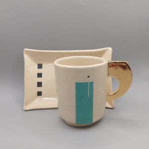 Handbuilt espresso cup and saucer