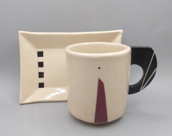 Handbuilt espresso cup and saucer