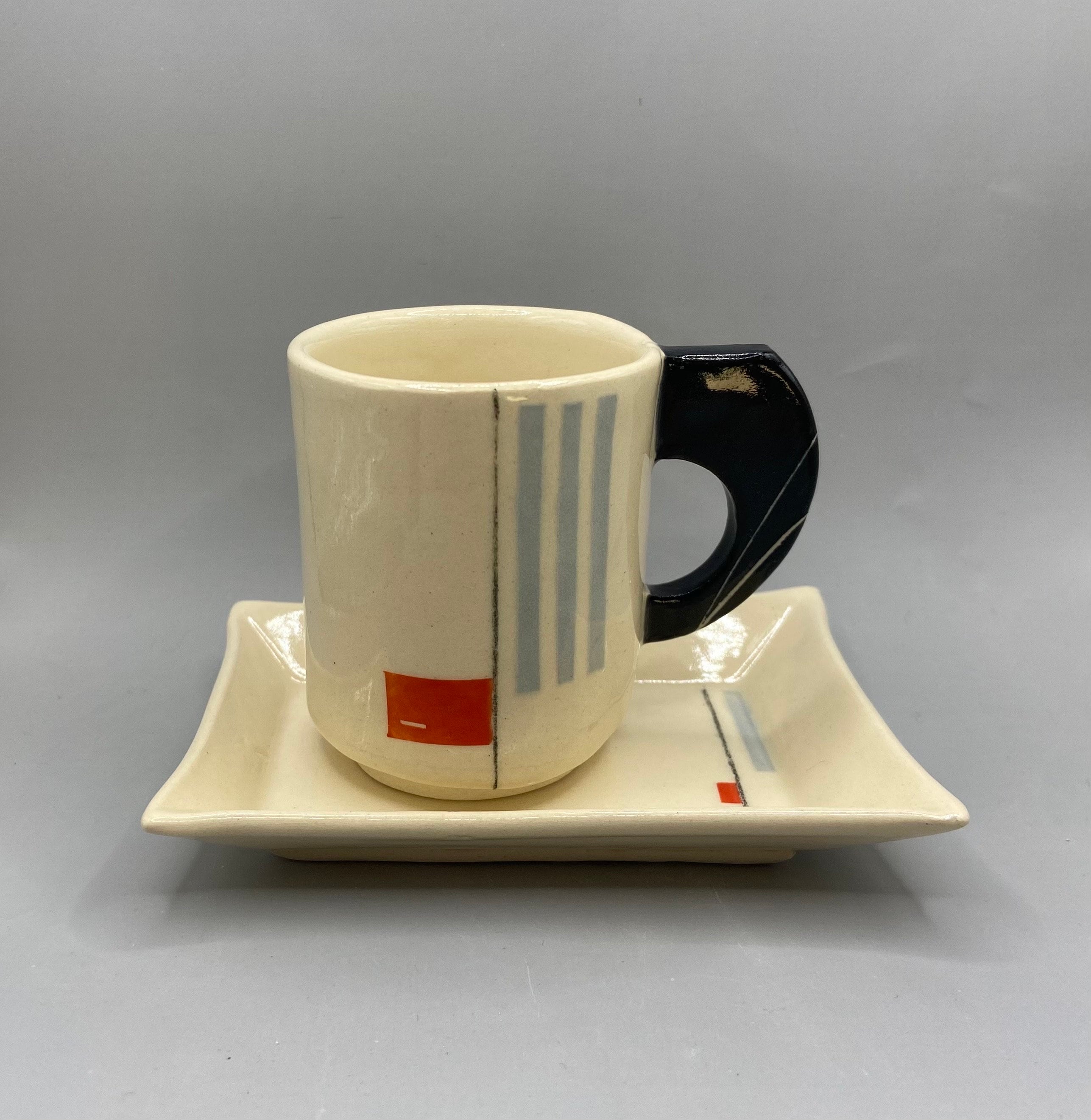 Handbuilt espresso cup and saucer