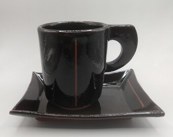 Handbuilt espresso cup and saucer