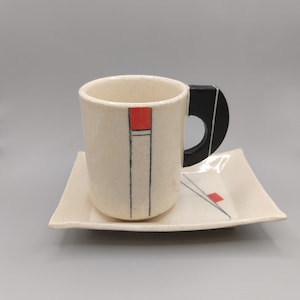 Handbuilt espresso cup and saucer