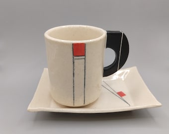 Handbuilt espresso cup and saucer