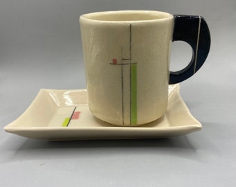 Handbuilt espresso cup and saucer