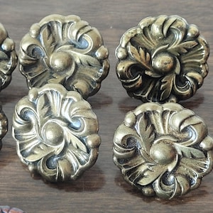Vintage Brass Floral Rosette Drawer Pulls, Hollywood Regency Style Knobs, Various Styles