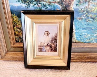 Baxter 'The Bride'  Color Print, Antique Ebony Black Gold Gild Frame, Wood Frame, Glass, Thick Shadow Box, 1848-50