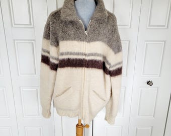 Maglione in lana Sears, modello vintage con cerniera, giacca bomber anni '80, taglia uomo 46