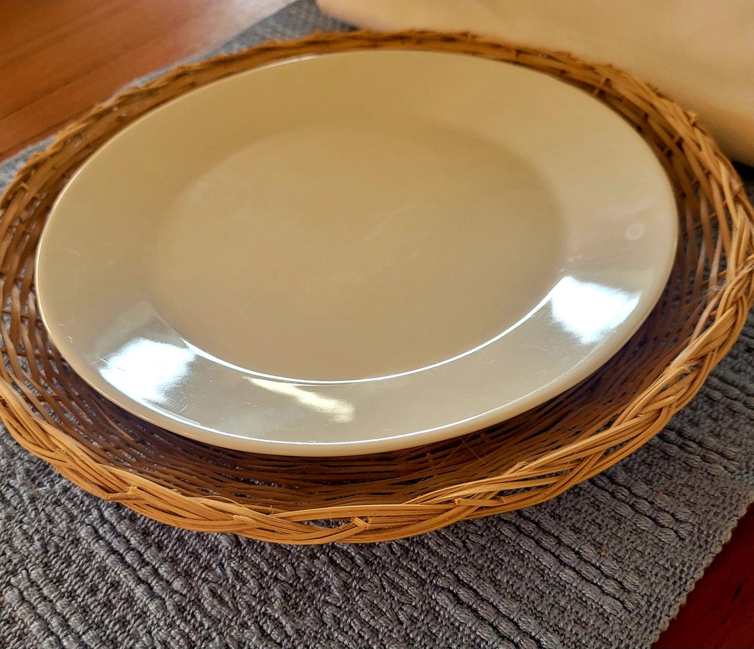 Wicker Paper Plate Chargers Set of 4 Plate Holder Table Etsy