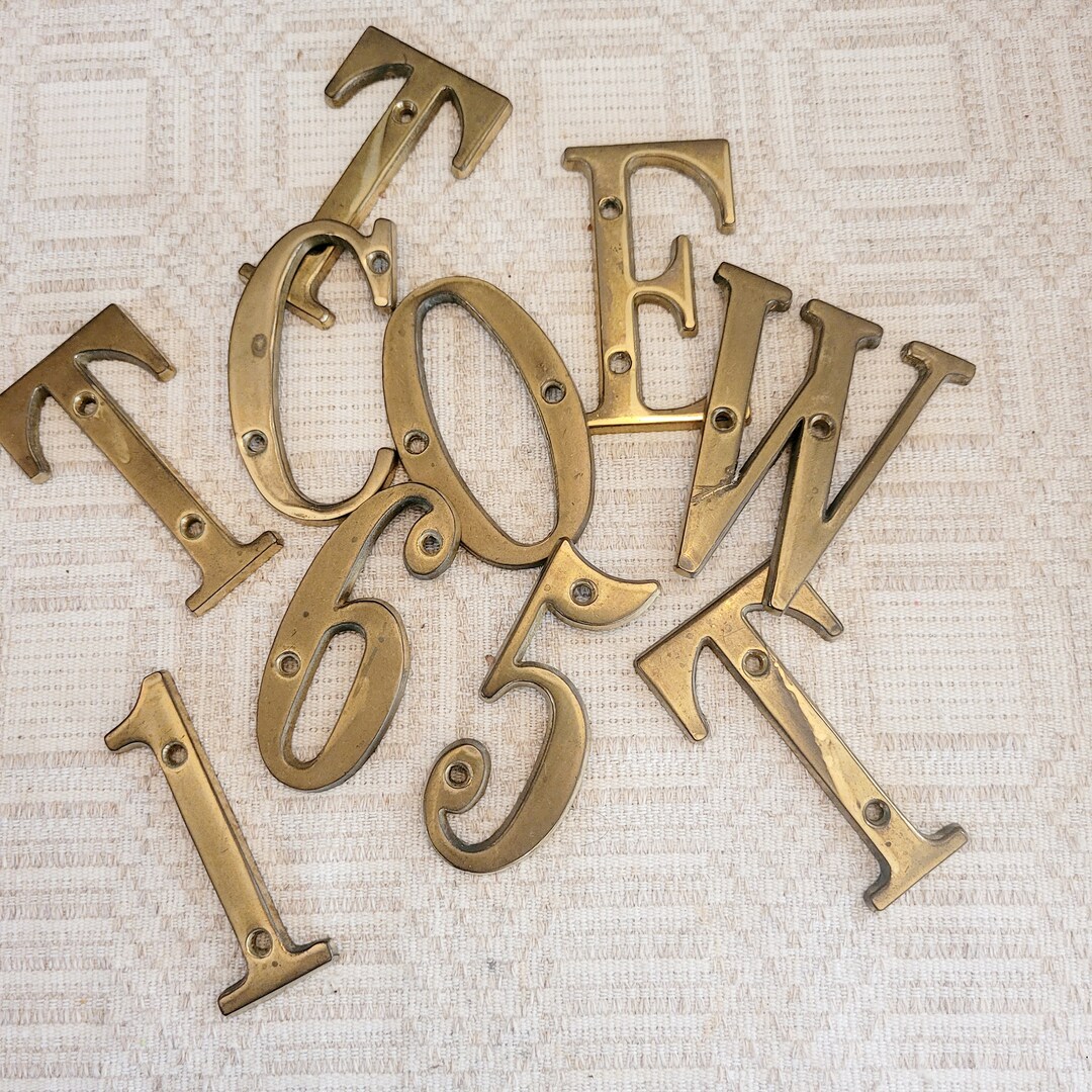 Brass Numbers & Letters, 3, Vintage House Numbers, Fence, Mailbox ...