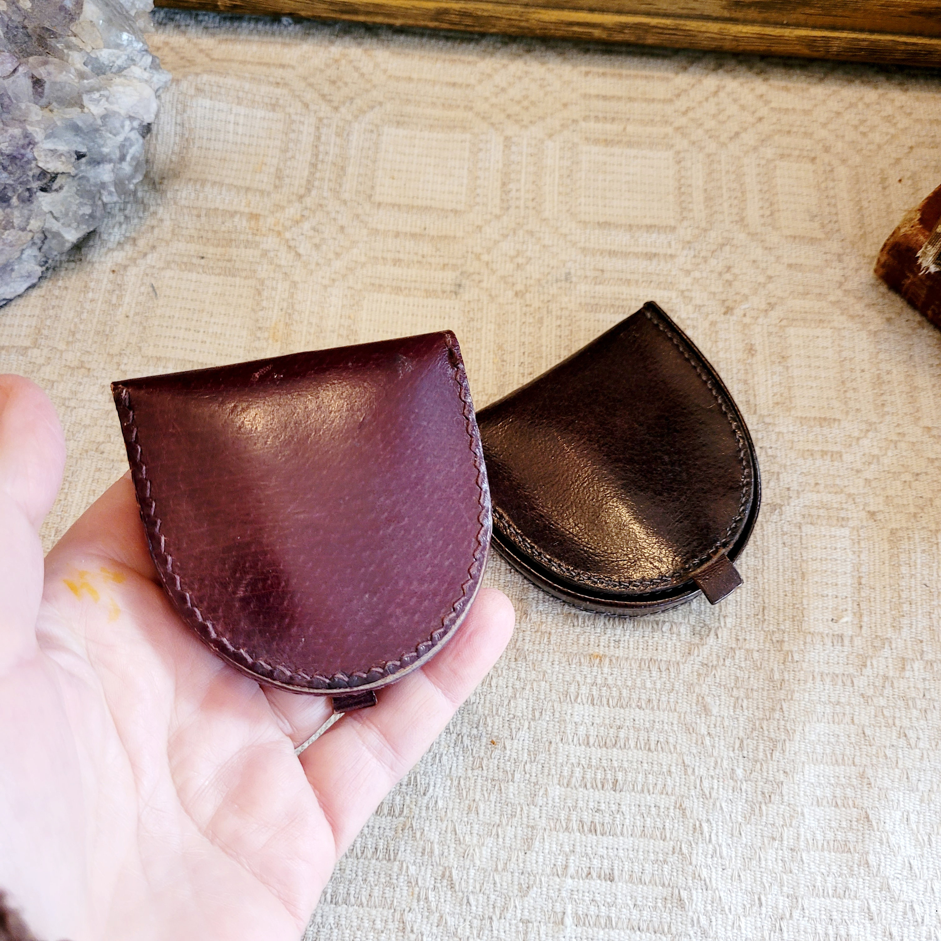Horseshoe Wallet for Coins Cash Brown Unisex Wallet Vintage Genuine Leather Coin Purse Two Available Small or Large Etsy