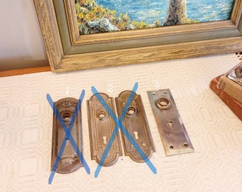 Various Door Plates and Escutcheons, Vintage & Antique, Trim Plates, Keyhole Slot, No Door Knobs, One Left, 1880-1930s