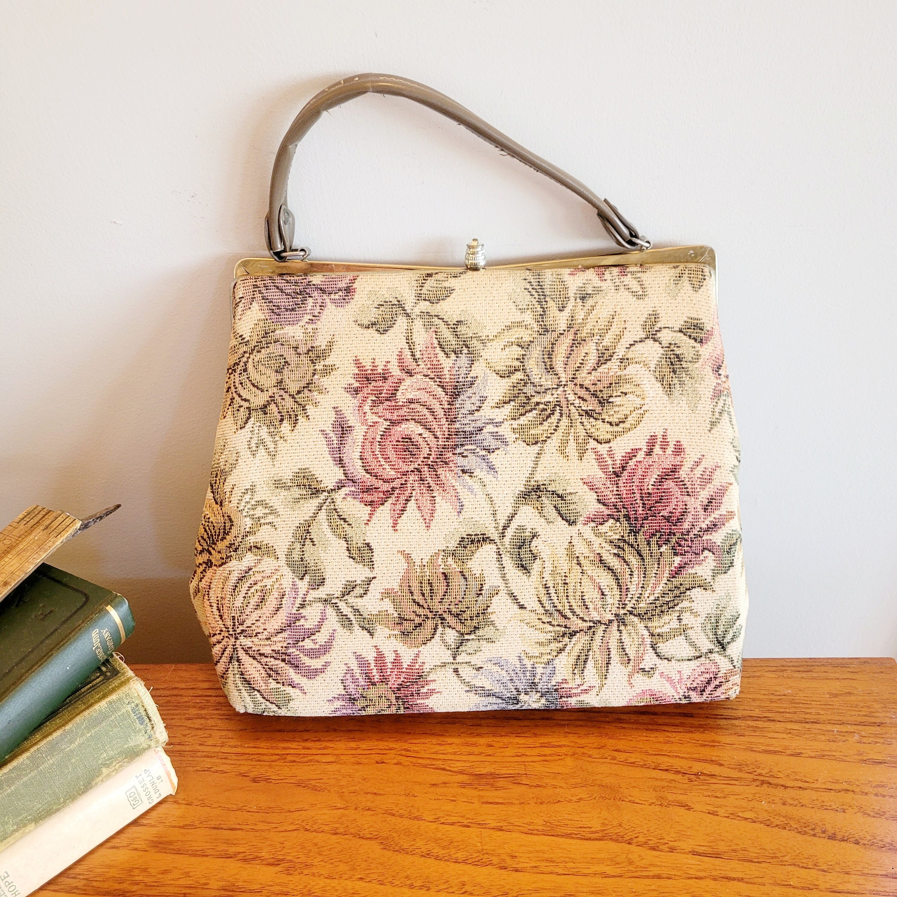 Tapestry Top Handle Purse Vintage Dover Handbag Carpet Bag