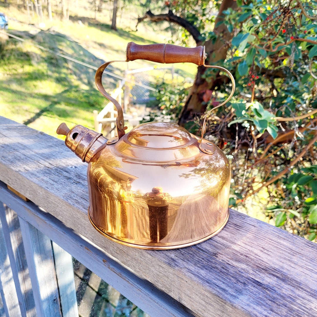 Copper Kettle Wood Handle Made in Portugal Vintage Cabin Etsy