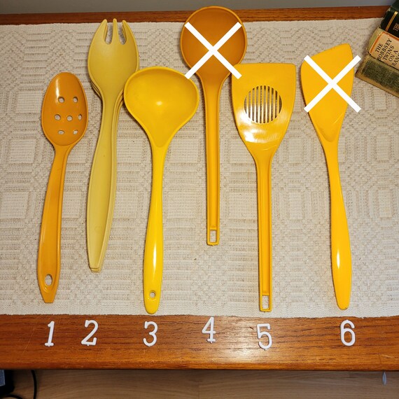 Assorted Utensils, Yellows, Tupperware, Hutzler, Androck, Rosti, Melamine, Kitchen  Tools, Bright Colors, 70s Cookware, Replacement Utensils 