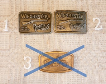Belt Buckles, Vintage, Copper, Silver - Gold Tone, Various Styles, Winchester, Advertising, Sold Separately, 1960-90s