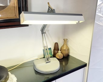 Vintage Luxo Fluorescent Desk Lamp, Articulating, Drafting, Swing Arm, Heavy Base