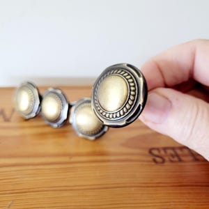 Vintage Amerock Brass Drawer Knobs, Set of 4, Cabinet & Dresser Pulls, Braided Edging