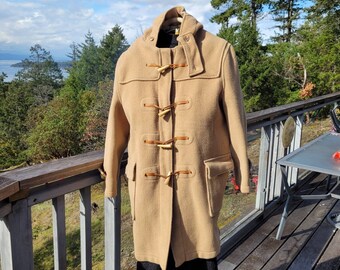 tan duffle coat