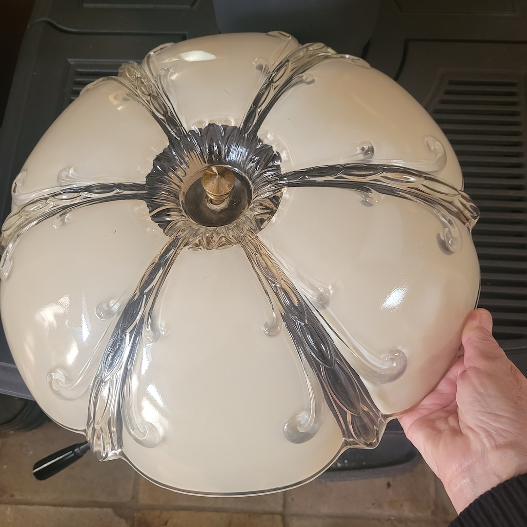 Art Deco Ceiling Light Vintage Glass Shade Light Fixture Etsy