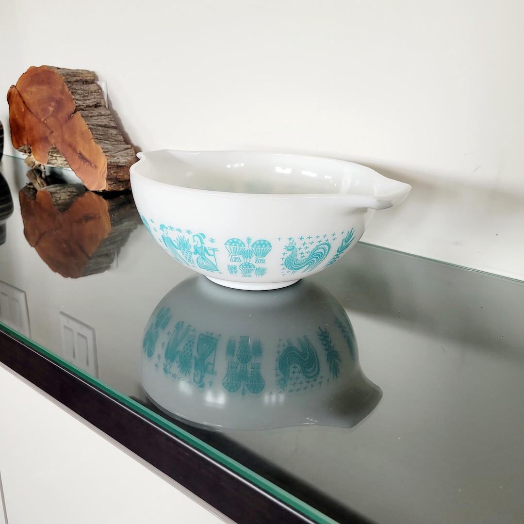 Pyrex Butterprint 443, Turquoise on White, 2.5 Quart, Cinderella Mixing ...