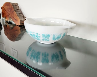 Pyrex Butterprint 443, Turquesa sobre Blanco, 2.5 Cuartos, Tazón para Mezclar Cenicienta, Amish