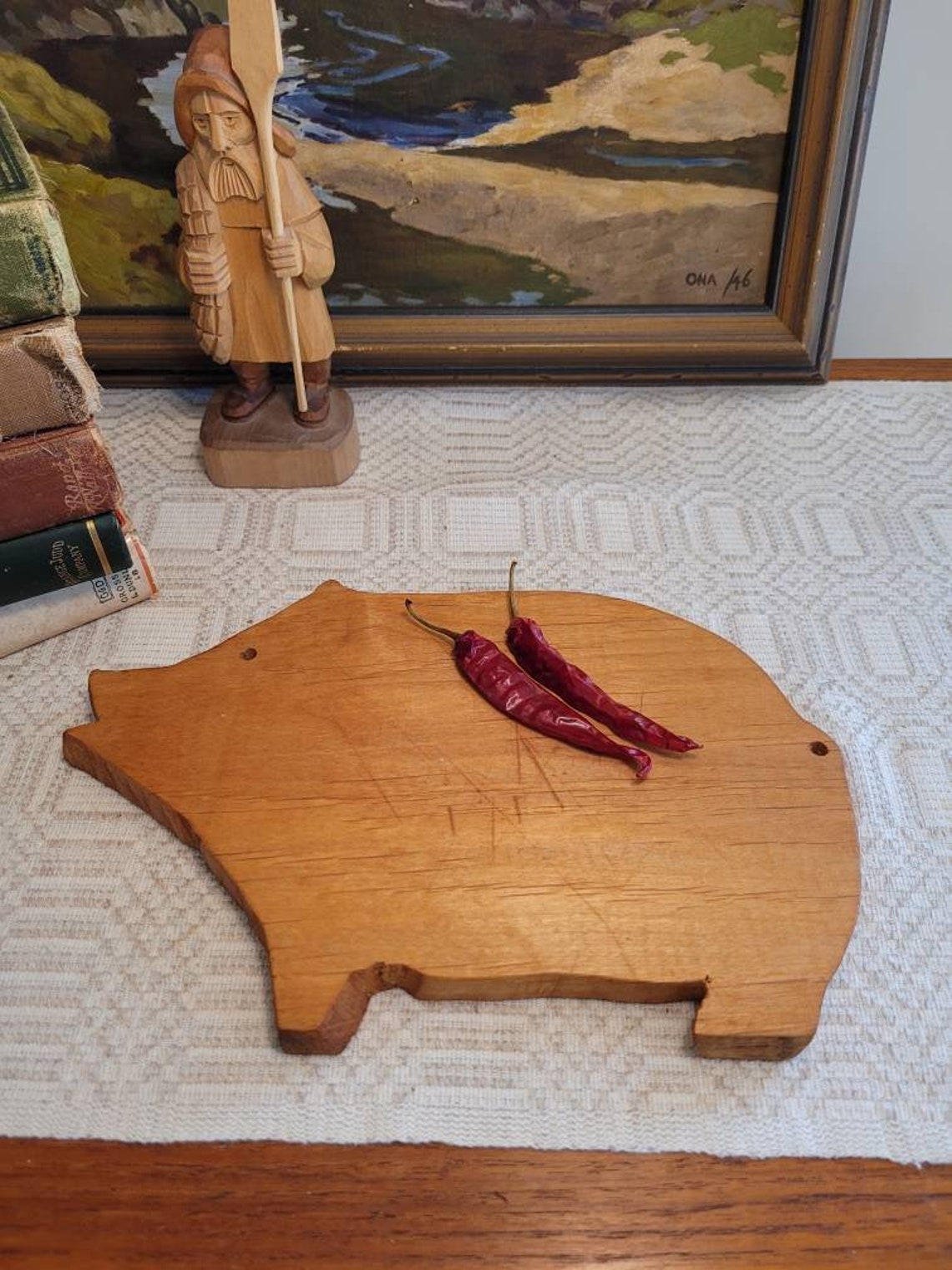 Vintage Wood Pig Cutting Board Solid Wood Hand Made Hand | Etsy
