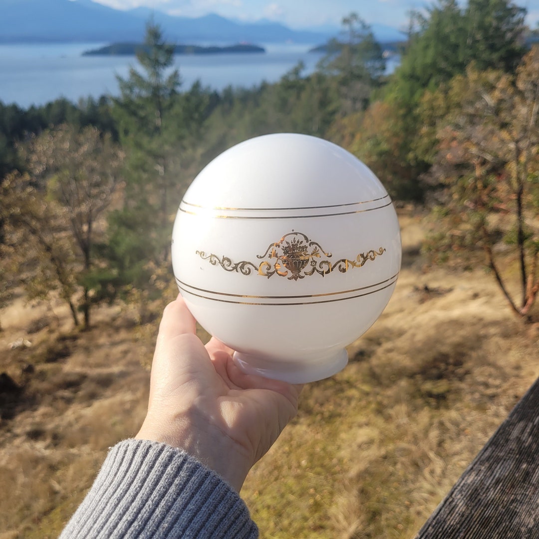 Round Glass Globe, Replacement, Hollywood Regency, Gold Filigree