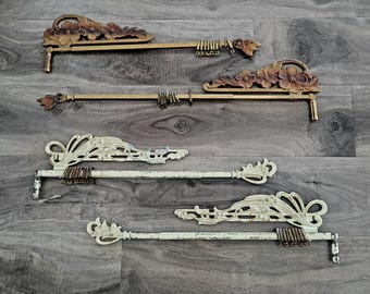 Vintage Swing Arm Curtain Rods, Floral, Art Deco, Kirsch Style, Cottage Decor