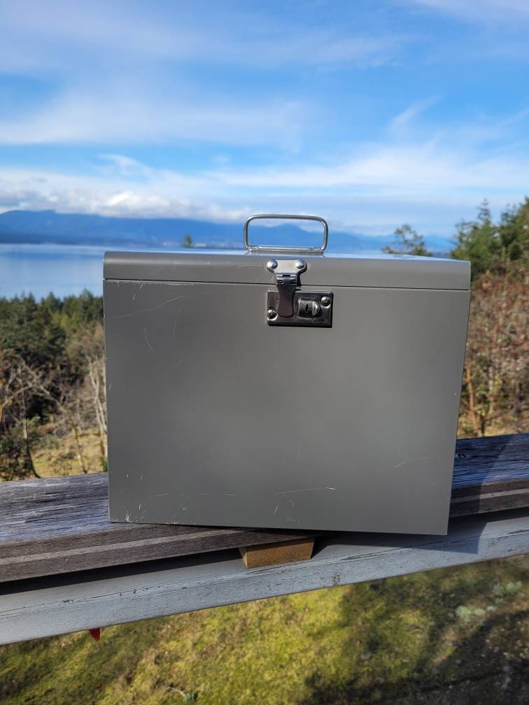 Vintage Metall Bürobox Grau Aktenbox Tragbar Henkel | Etsy