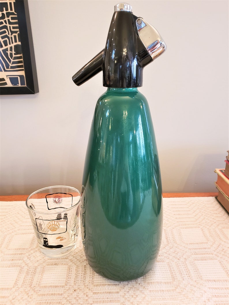 Vintage Carbonated Water Dispenser Seltzer Bottle Green Etsy