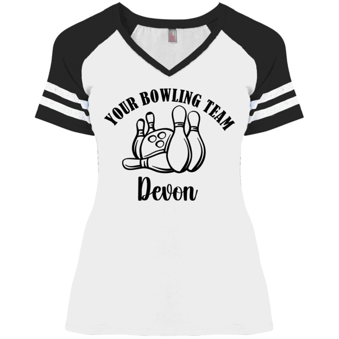 Personalized Bowling Team Shirt Custom Bowling T Shirt ladies Vneck T