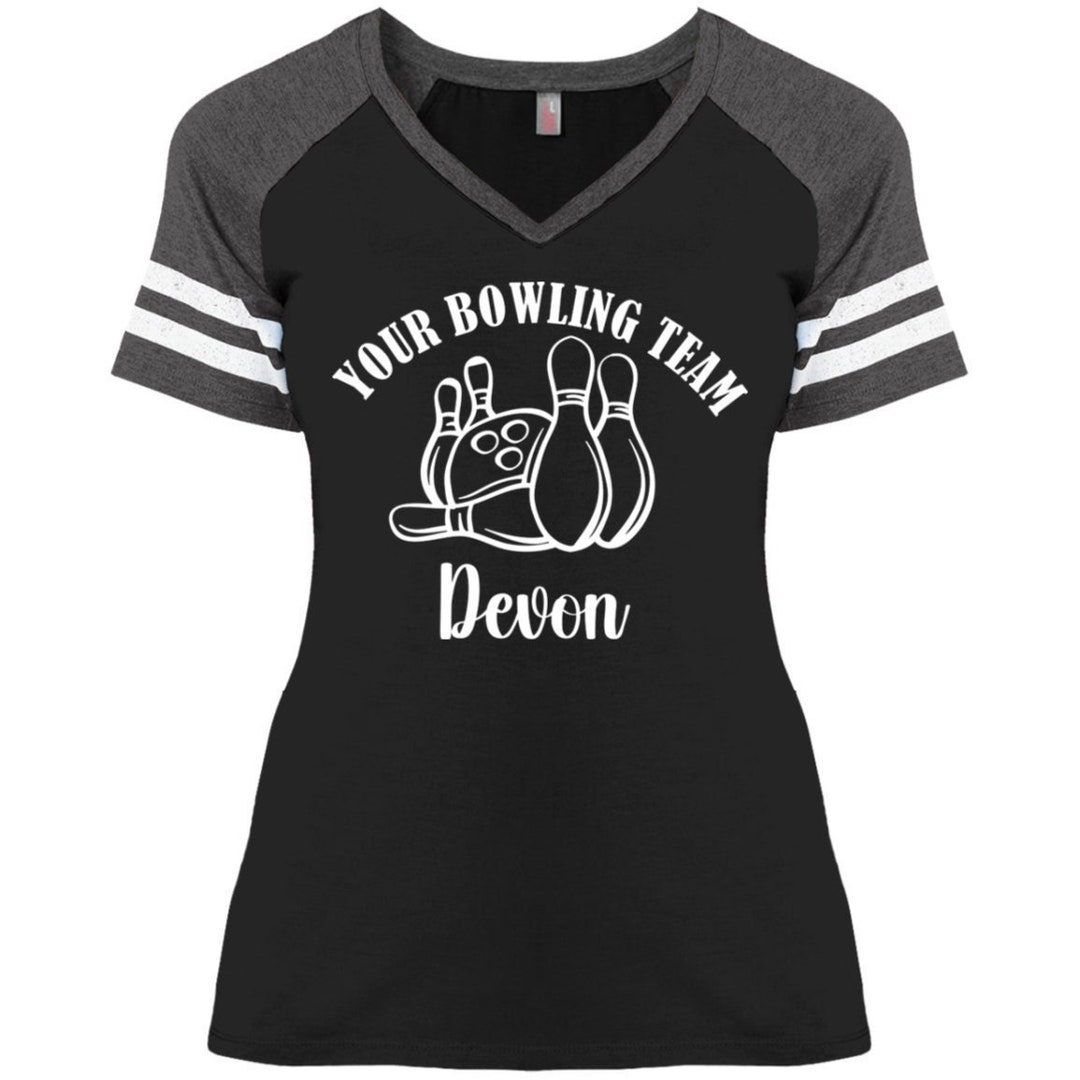 Personalized Bowling Team Shirt Custom Bowling T Shirt ladies Vneck T