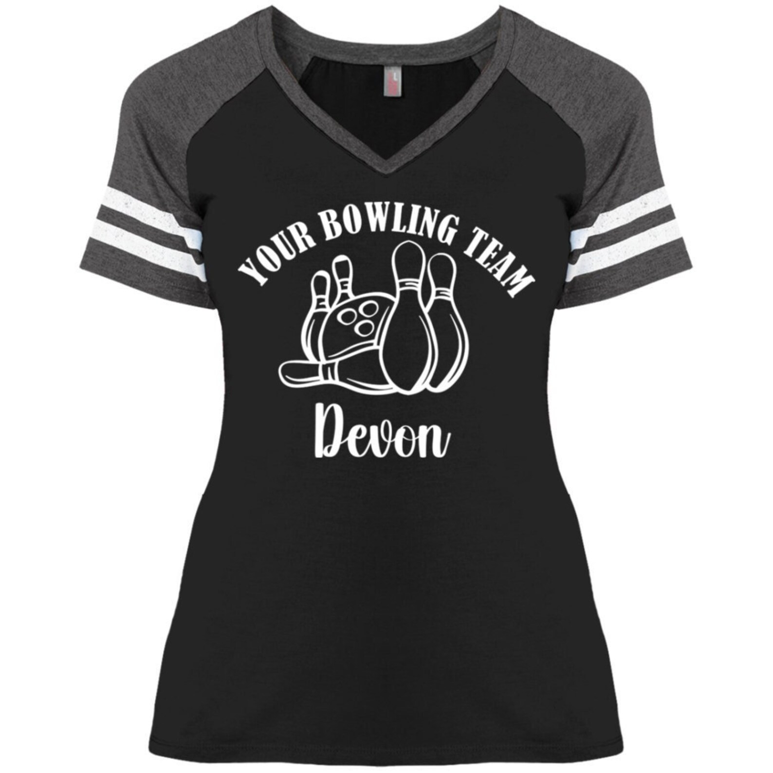 Personalized Bowling Team Shirt Custom Bowling T Shirt ladies Vneck T