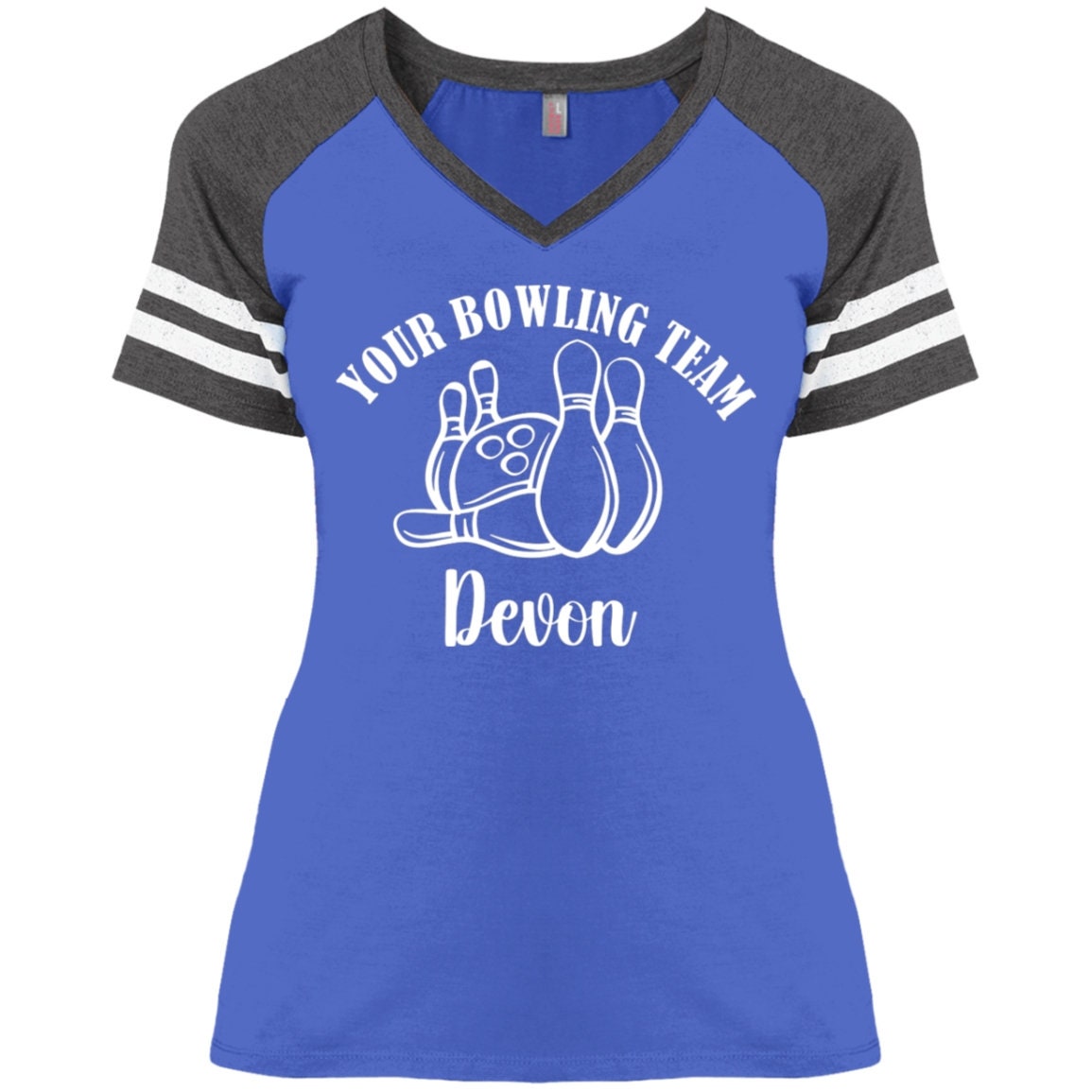 Personalized Bowling Team Shirt Custom Bowling T Shirt ladies Vneck T
