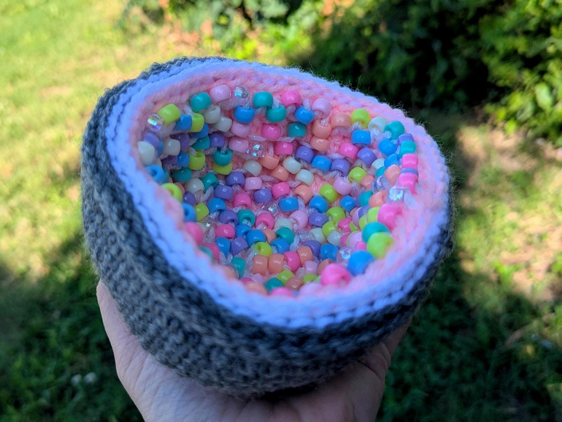 Crocheted Pastel Geode With Beads – Soft Rainbow Crystal Cave Decor ...