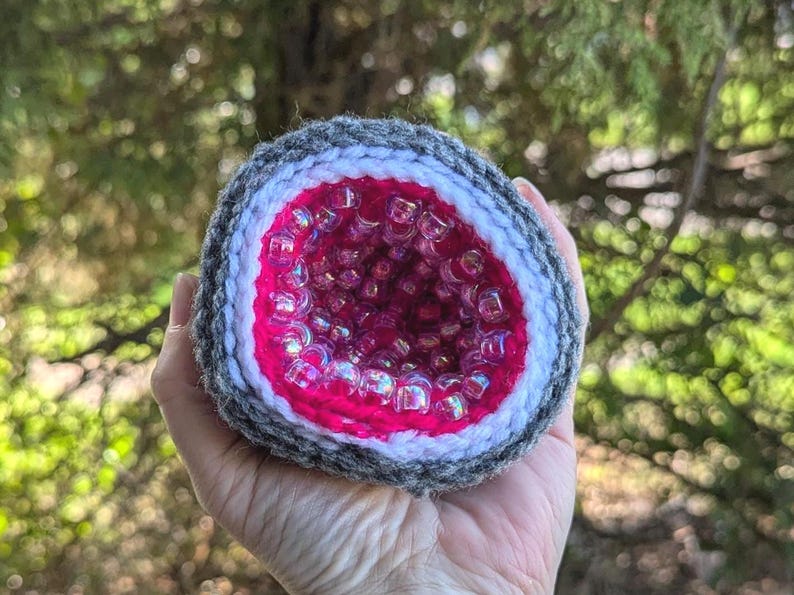 Small Crocheted Fuchsia Geode – Crystal Core Cutie for Rock Goblins and ...
