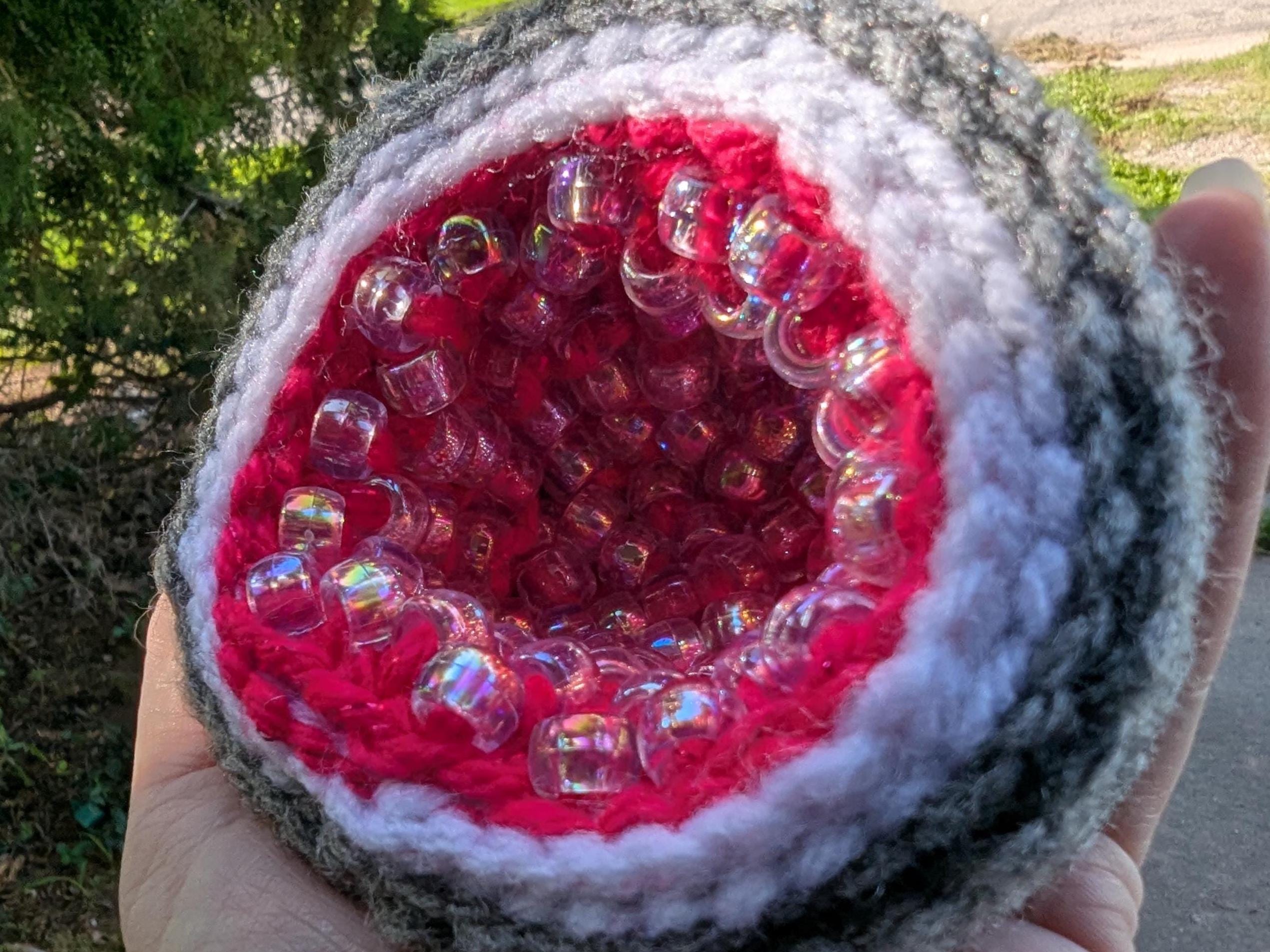 Small Crocheted Fuchsia Geode – Crystal Core Cutie for Rock Goblins and ...