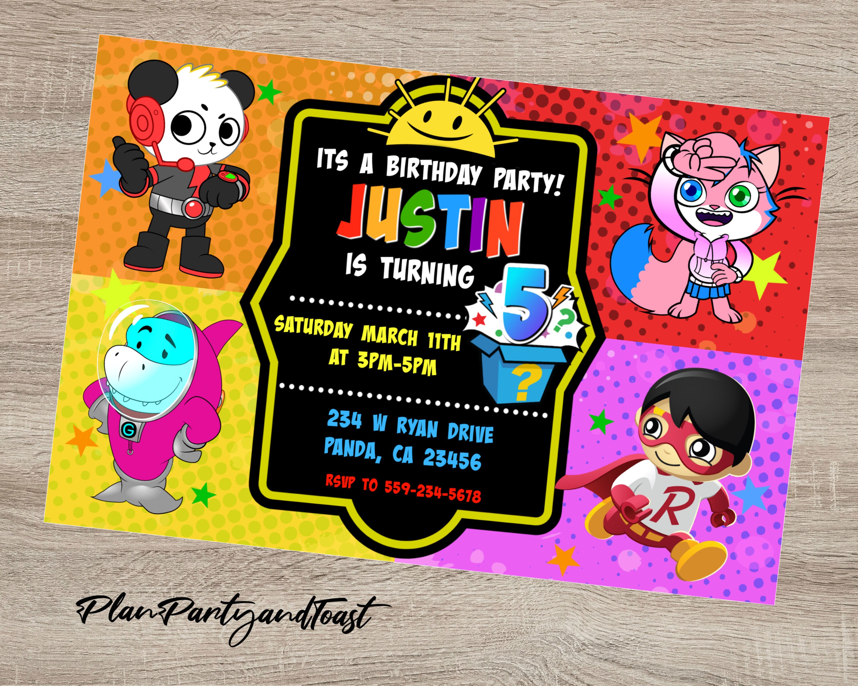 Ryan's World Invitation Boy or Girl Party Invitation Kids | Etsy UK
