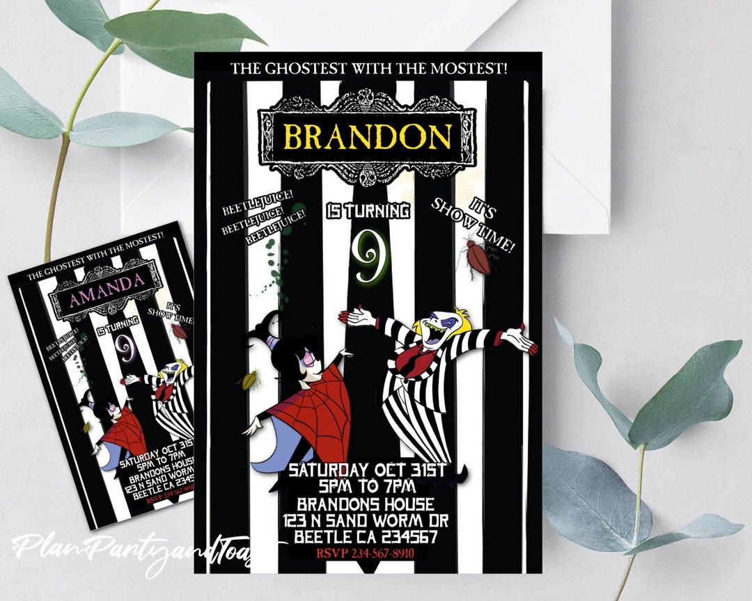 Beetlejuice Birthday Digital Invitation Boy or Girl Invite - Etsy